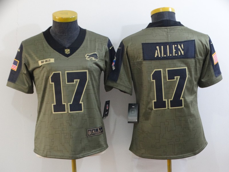 2021 Women Buffalo Bills #17 Allen Nike Olive Salute To Service Limited NFL jersey->new york knicks->NBA Jersey